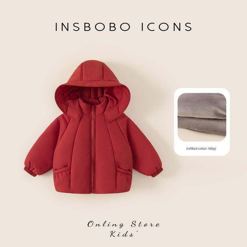 Red Cotton-Padded Jacket for Girls, Children s Winter New Clothing, Baby Winter Wear, Thickened New Year Cotton Coat, Girls  Children s Clothing Red 100