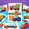 Construction Wooden Vehicle Puzzle Kids Educational Toy Gift For Early Learning