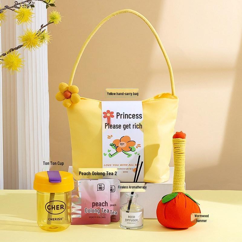HANDUNYOU Light Luxury Yellow Handbag Gift Set