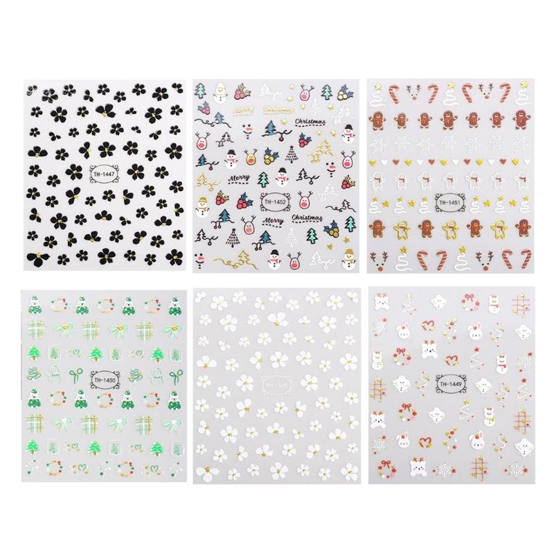 6 Sheets Christmas Nail Stickers Nails Decorations Snowflake Nails Art Sticker Manicures Stickers Nails Art Decoration 1