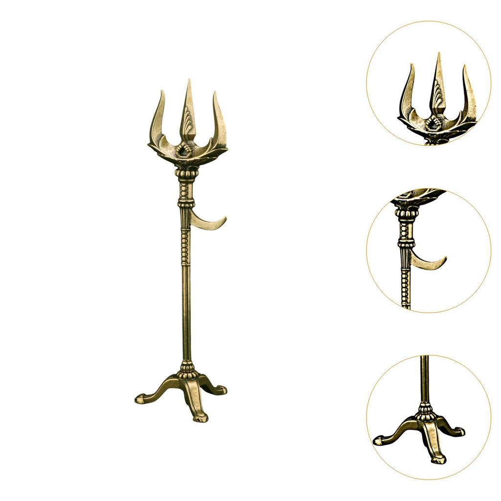 Trident Mosazný Trojzubec Stůl Měděná Zvířecí Soška Knihovna Kavárna Bar Kancelář Mosaz