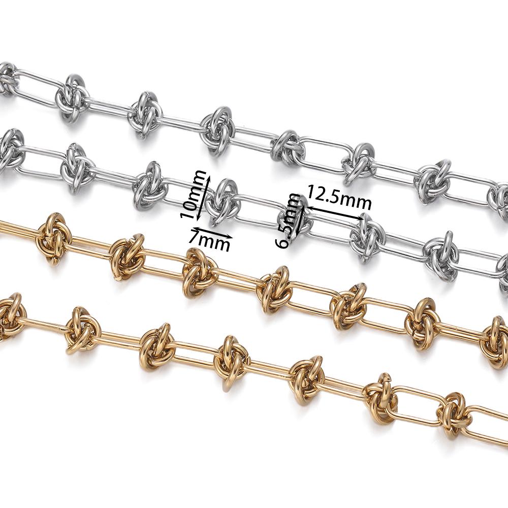 1M/Pack 6.5*12.5mm Stainless Steel Knot Chains Golden Handmade Chains for DIY Necklace Bracelets Jewelry Making Accessories