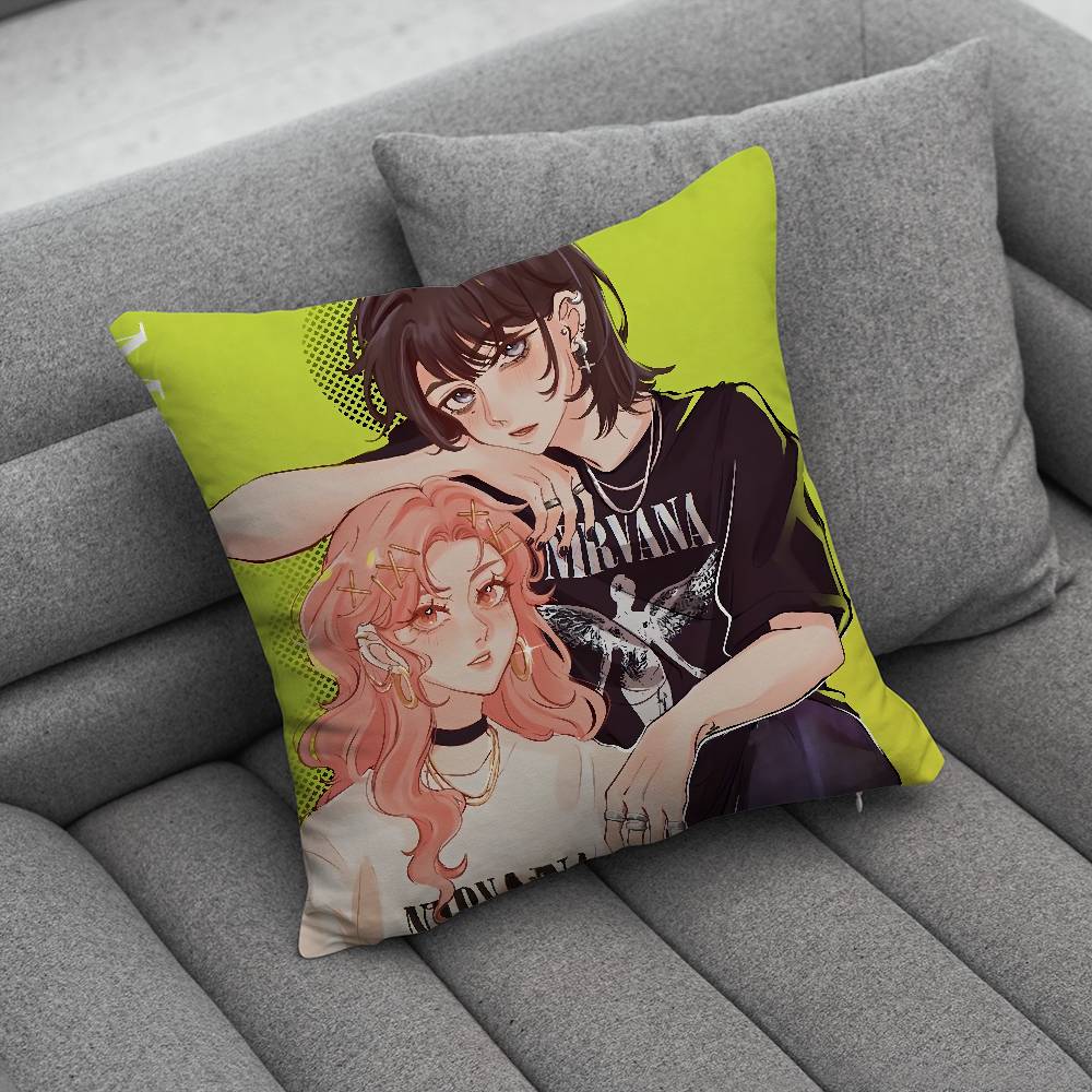 AAya Oosawa And MMitsuki Koga Print Pattern Sofa Cushion Cover Pillowcase Home Party Car Bedding