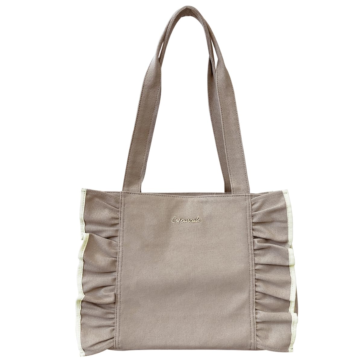 

Tote large canvas shoulder ladies [Gisele] bag, large, capacity, bag, mother s bag, bag, ruffled, (greige)