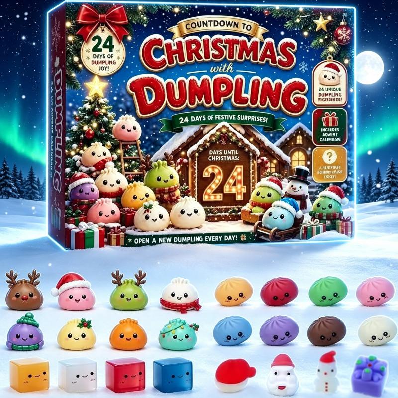 Christmas Squishies Advent Calendar 2026 24 Days Countdown Dumpling Squishy Toys Slow Rising Squeeze Fidget Sensory Decor Gift