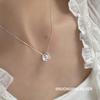 S925 Sterling Silver Rhombus & Circle Necklace for Girls - Elegant Light Luxury Versatile Clavicle Chain.