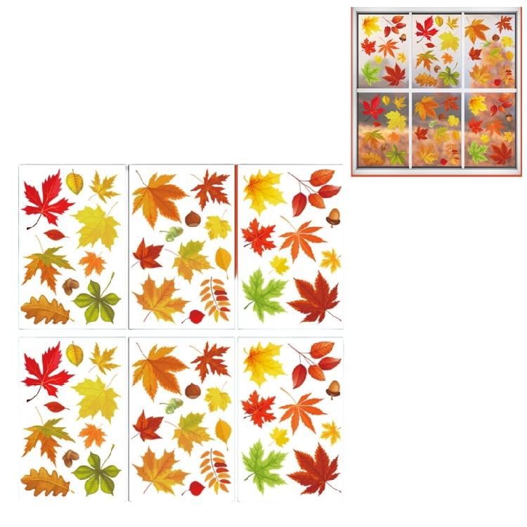 6PCS Themed Window Clings No Plastic Decorative Removable Leaf For Seasonal Home
