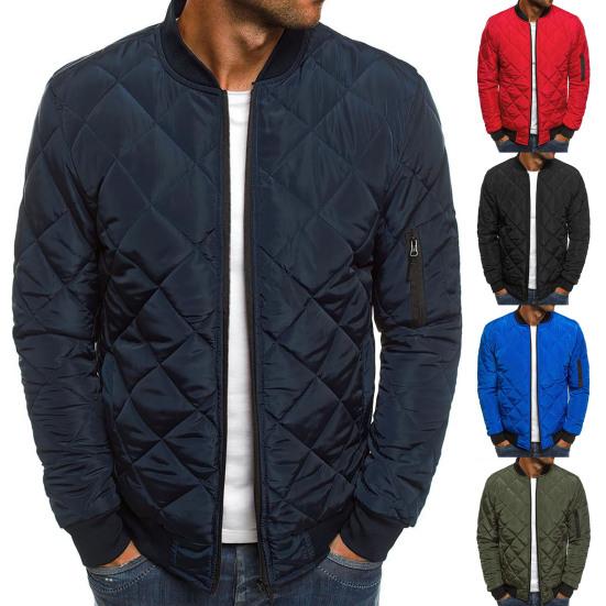 Einfarbige, langärmlige Herrenjacke mit Stehkragen und Reißverschluss – perfekt fürs Büro