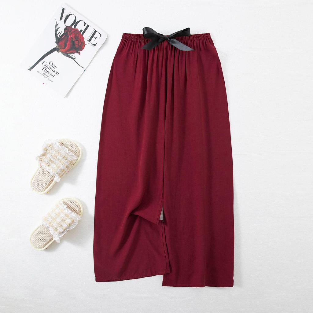 Women's Cotton-Silk Cartoon Pajama Pants, Summer Thin, Black & White Wide-Leg, Plus Size, Outdoor Beach Wear.