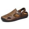 Men's Genuine Leather Cross-Border Baotou Sandals: Non-Slip Soft-Soled Shoes, Dual-Purpose Outdoor & Casual Beach Wear.