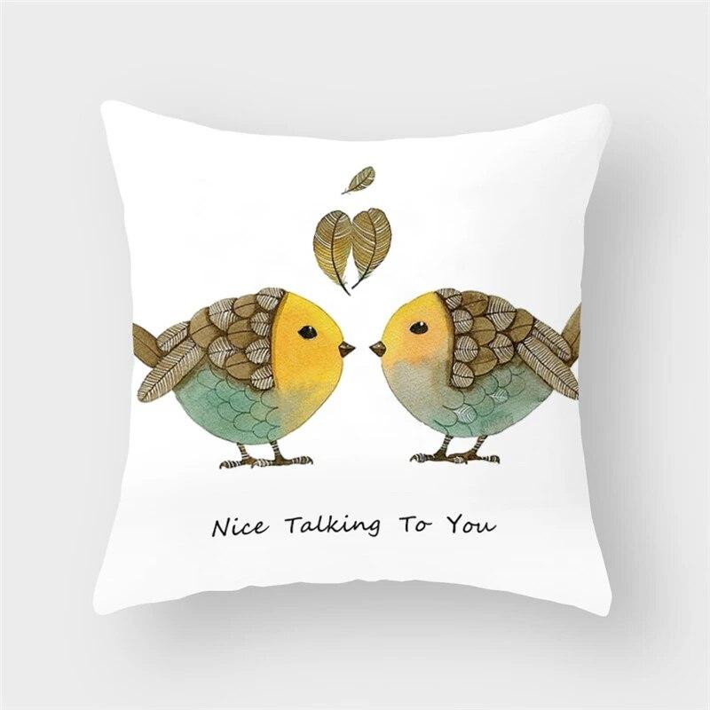Bird Flower Animal Cushion Pillow Cover Sofa Decorative