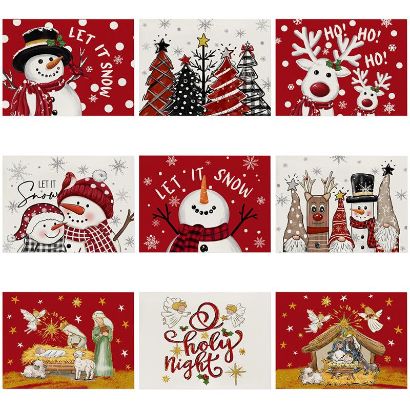 

1PCS Cotton Linen Placemats Christmas Insulation Pads Heat-resisting and Anti-skidding Dish Mat Pad Kitchen Items Accessories 32X42cm