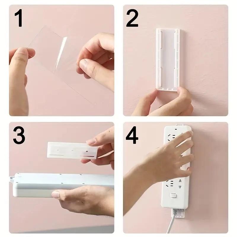 1pc Socket Holder Organizer Socket Fixer Powerful Traceless Wall-mounted Self-adhesive Cable Seamless Power Strip Hold Wire Holder Utility Hooks