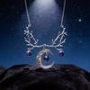 Gothic Purple Crystal Moon Pendant Necklace For Women And Men Fashion Jewelry