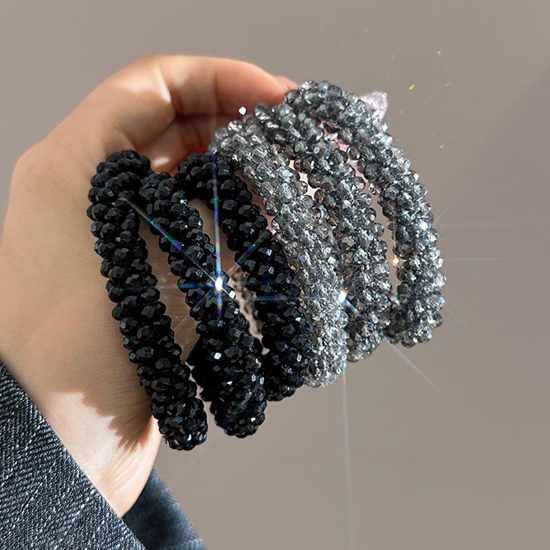 1pc Sparkling Crystal Elastic Hair Ties for Women Handmade Rhinestone Ponytail Holders for Everyday Stylish Hair Beads Ropes