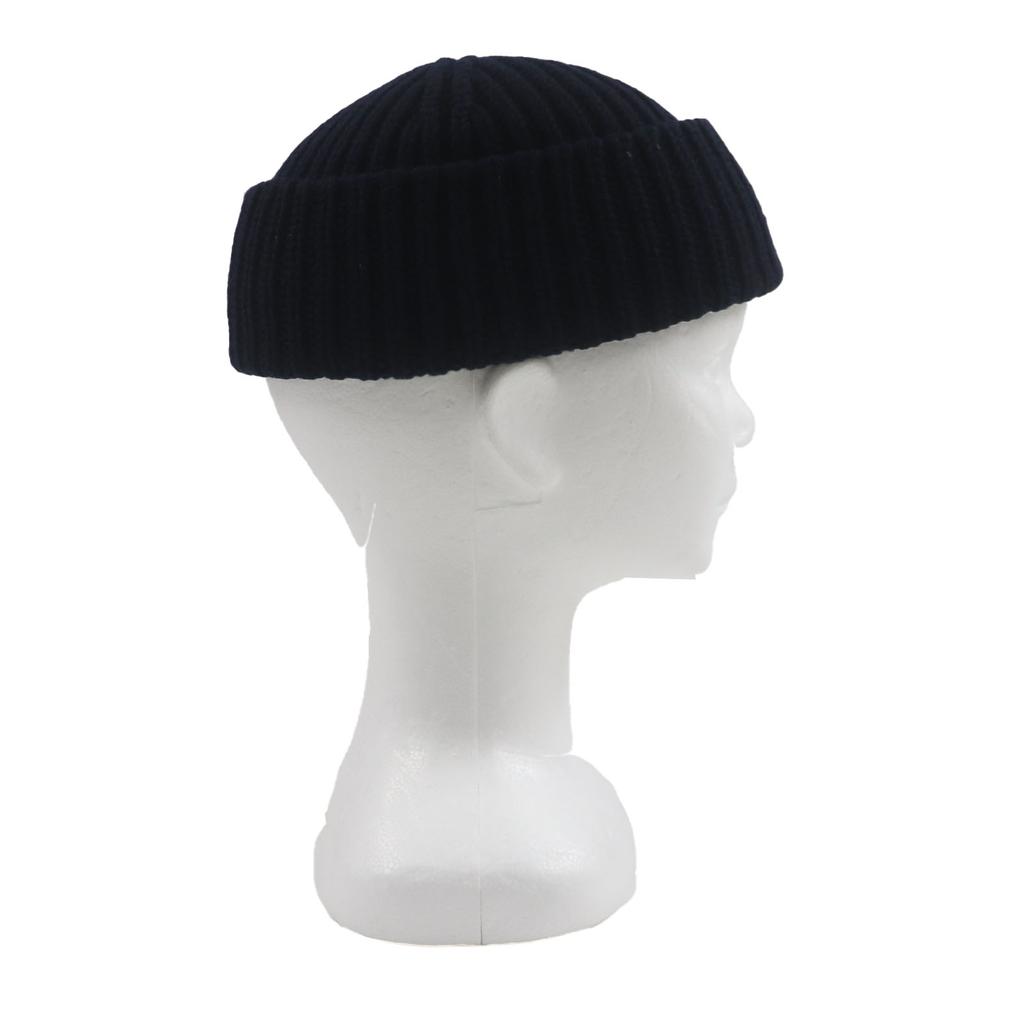 Great GUCCI Knit Cap Hat with Logo Patch Navy Wool Mens M 759059 Used