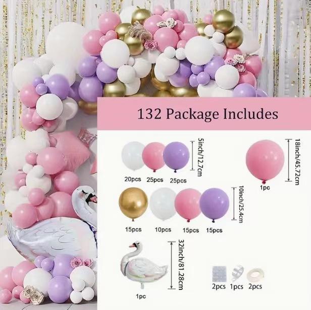 Purple Pink Latex Balloon Set Wedding Girl Birthday Party Arrangement Set Decoration