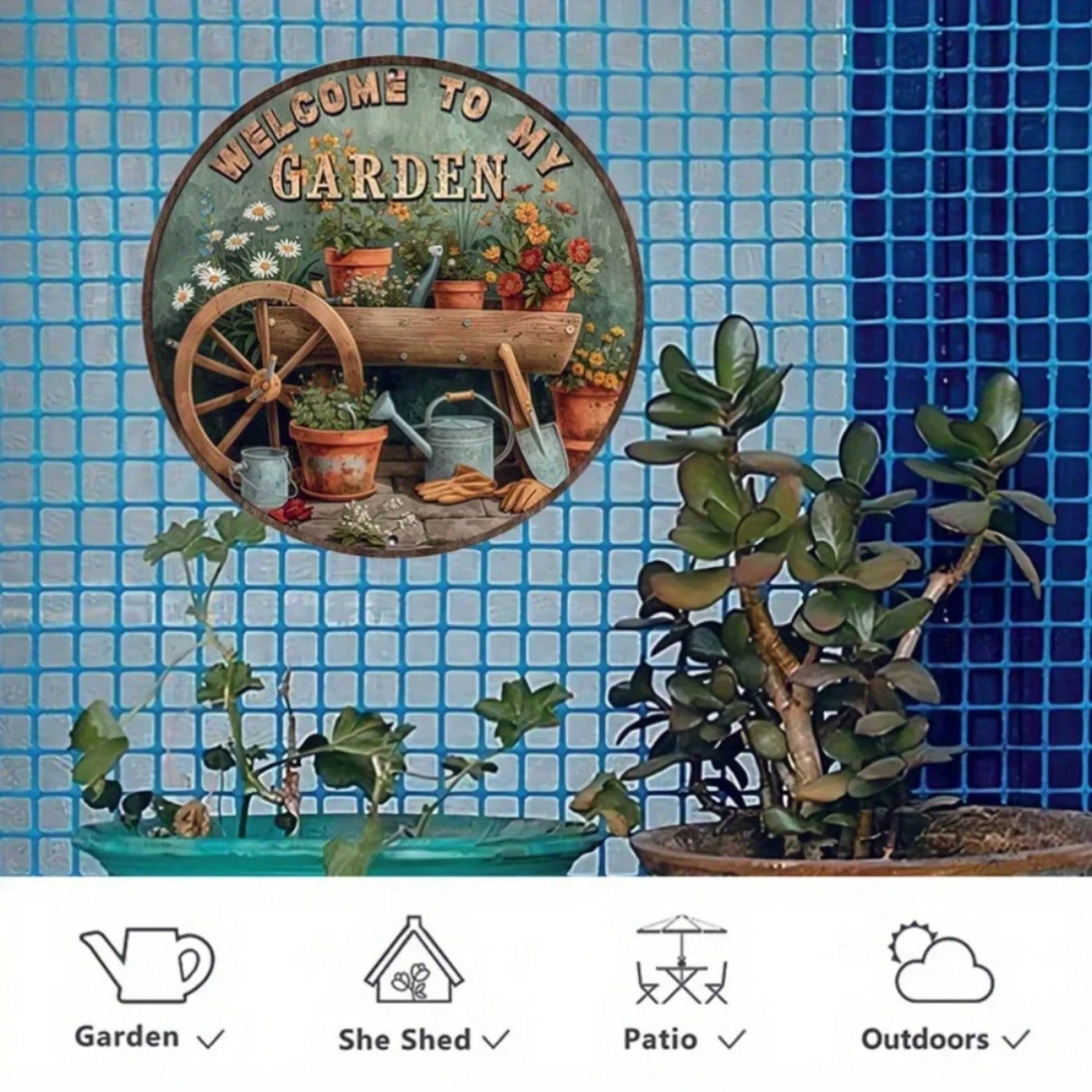 

Vintage Garden Round Aluminum Sign Weather Resistant Indoor Outdoor Decor TYA3486-20x20cm різнокольоровий