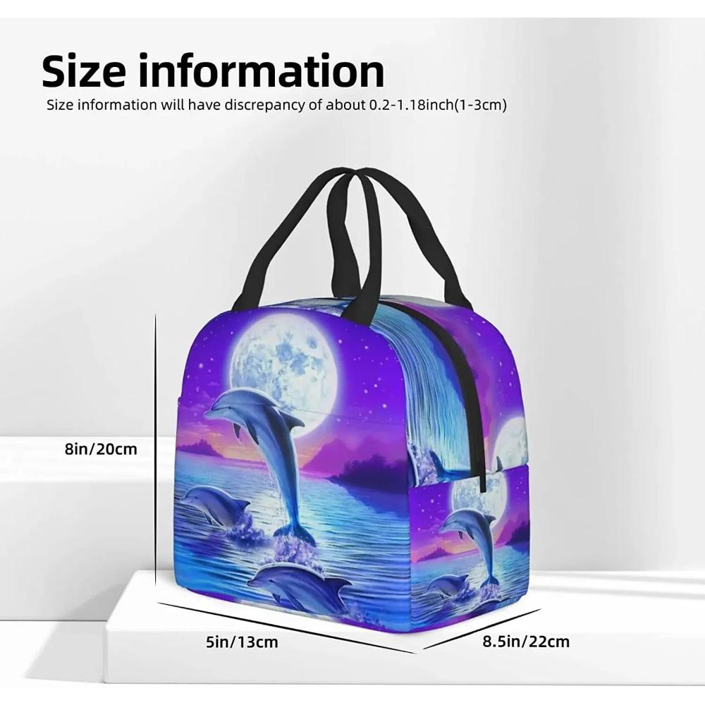 Dolphin Lunch Box for Kids Boys Girls Reusable Lunch Tote Bags, Perfect for School/Camping/Hiking/Picnic/Beach/Travel