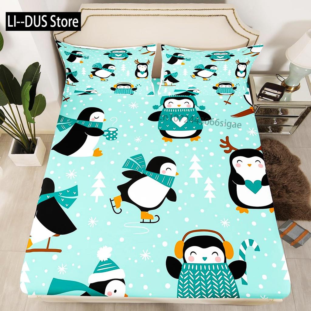 Duvet Cover Set Cute Penguin Panda Bedding Set for Boys Girls Children Kawaii Bear Animal Bedding Set Twin Full Queen King Size