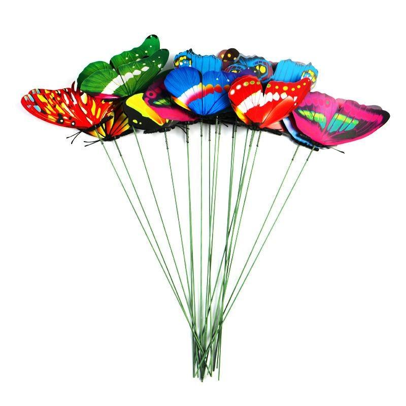 20pcs Double Layer Butterflies Garden Yard Planter Colorful Butterfly Stakes Decoracion Outdoor Decor Flower Pots Decoration