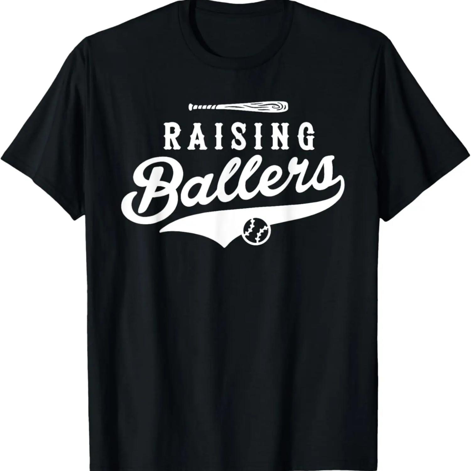 Футболка  Воспитываем будущих звезд бейсбола , папа и мама S чёрный