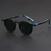 Small Round Frame Wood Grain Hip Hop Punk Sunglasses: European & American Street Style Fashion