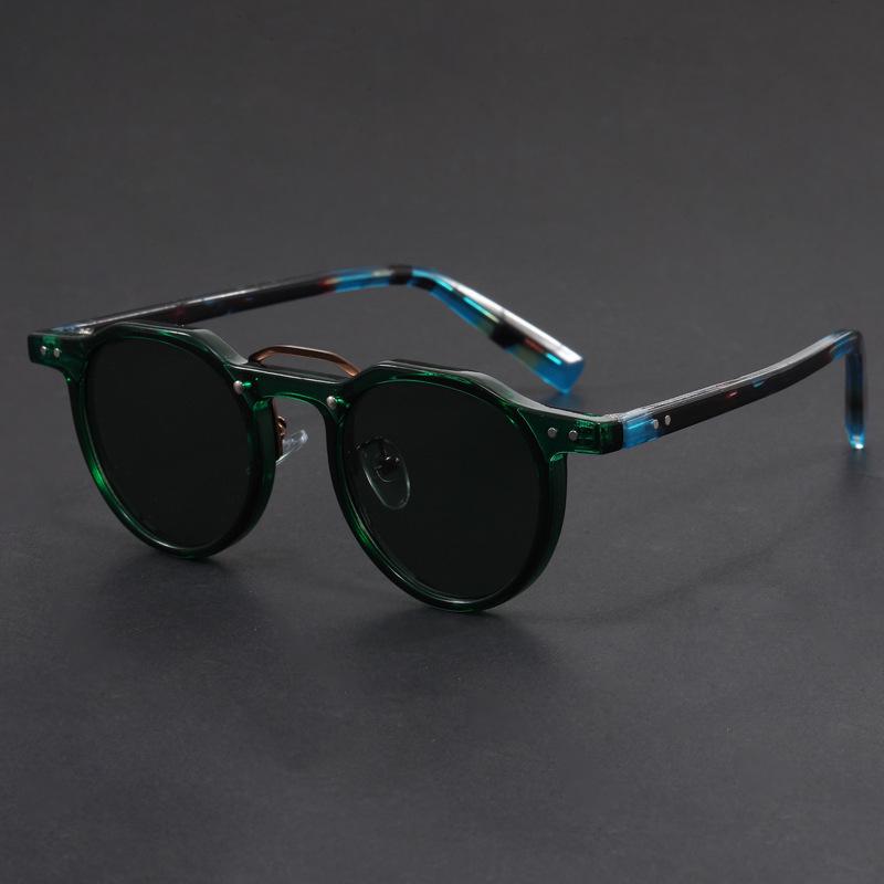 Small Round Frame Wood Grain Hip Hop Punk Sunglasses: European & American Street Style Fashion