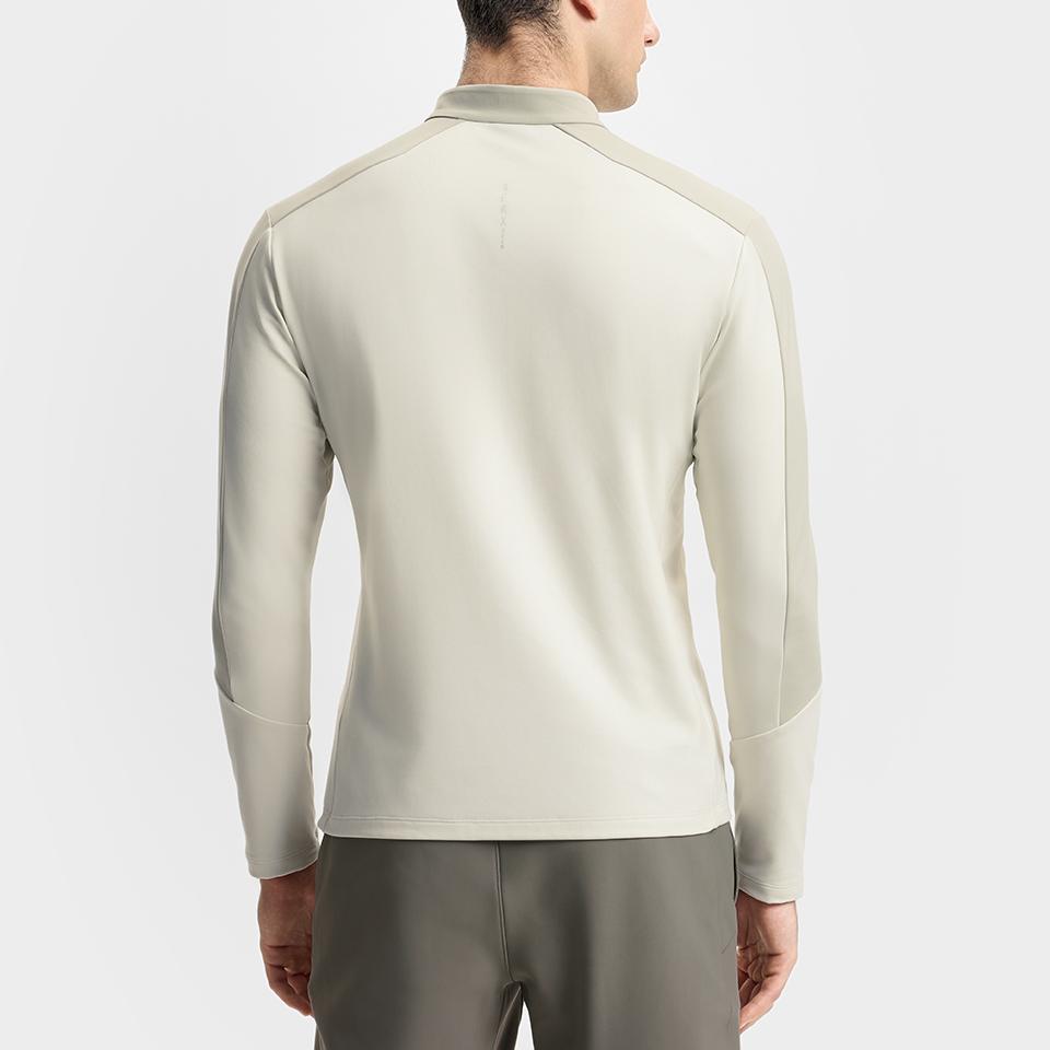 FILA Fitness Color Block Fleece Knit Comfortable Long Sleeve T-Shirt Men Tops White-Birch Gray A11M511222F-GY