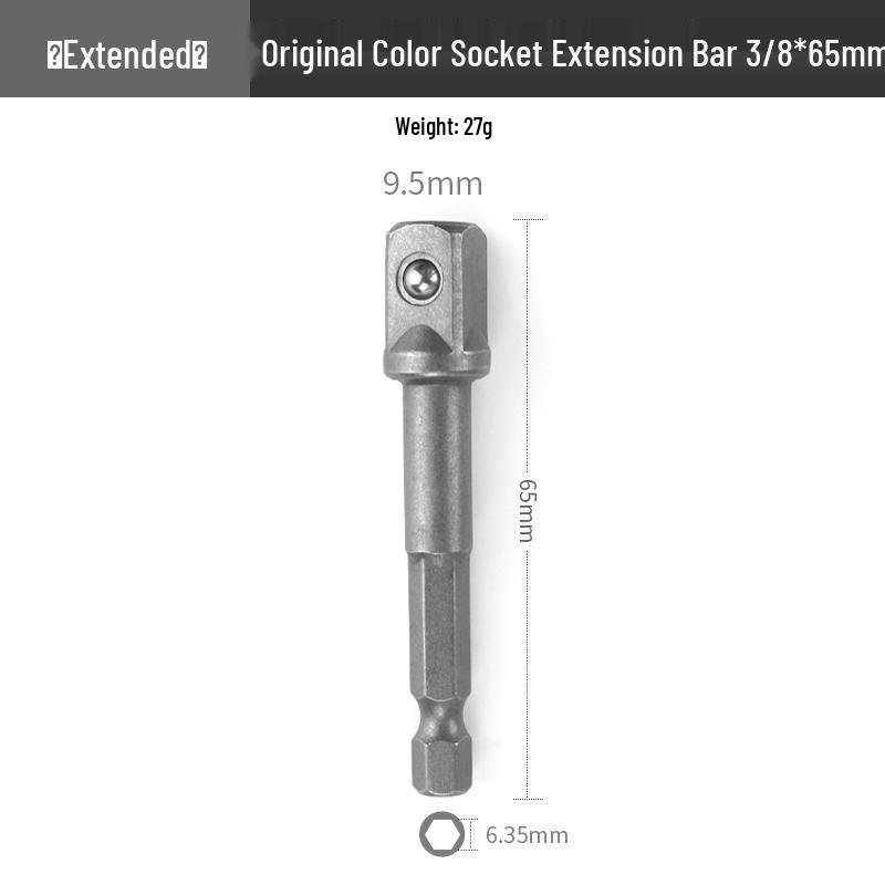 Electric Wrench Head Socket Adapter: Hex Shank to Square Drive Extension