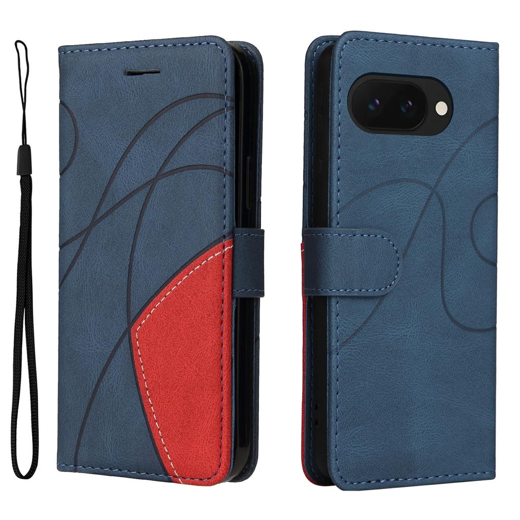 For Google Pixel 9a Leather Case Wallet Stand Color Splicing Phone Cover
