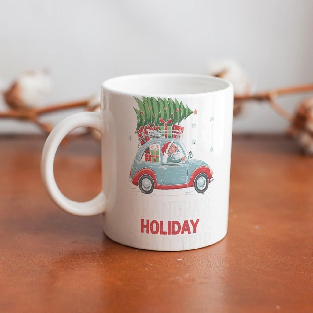 11oz White Coffee Cup with Glossy Printed Finish on Both Sides, Durable Ceramic Build for Hot Drink Breaks and Kitchen Use