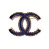 Gold Denim Blau Doppel C Funkelndes Metall-Brosche Damen Accessoires ABC726-B15375-NU456