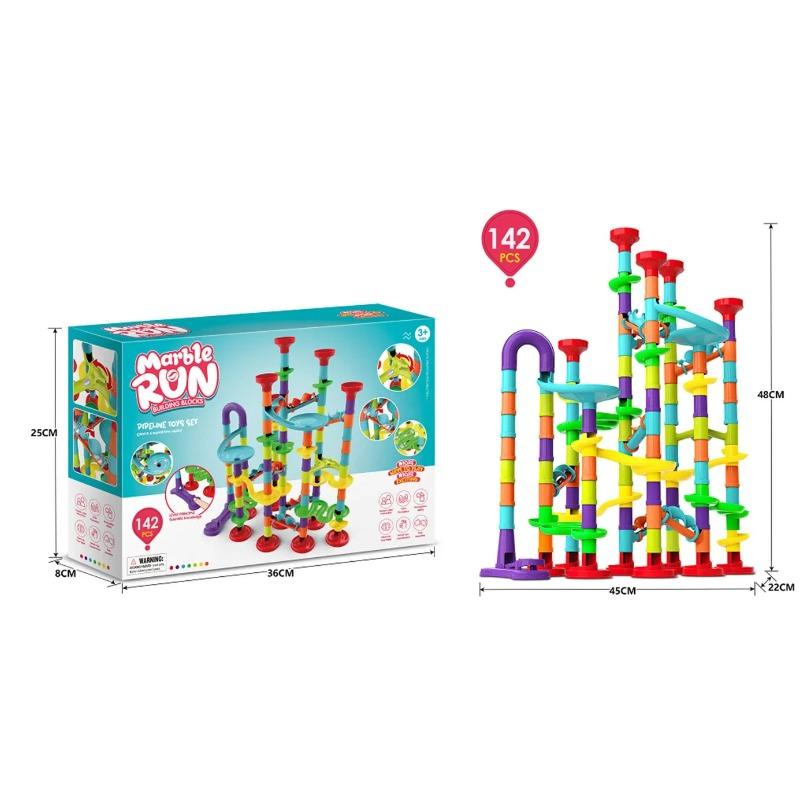 50-142PCS Marble Run Race Track Building Blocks Kids Toys 3D Maze Ball Roll Toy DIY Marble Run Race Coaster Set Christmas Gift