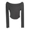 Korean Women's Soft Slimming U-neck Long Sleeve T-shirt