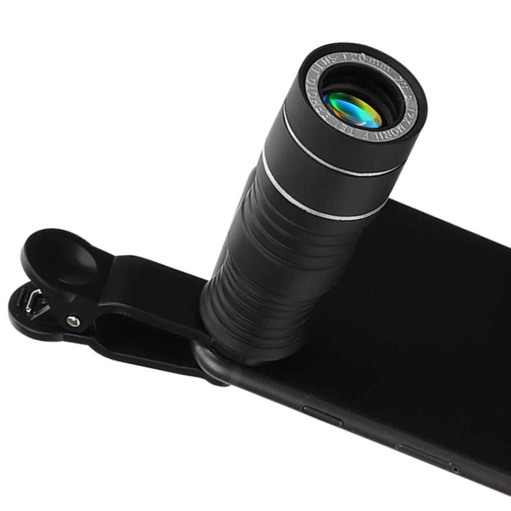 Professional Mobile Phone Camera Lens Wide Angle 12x Monocular Telescope Clip for Concert