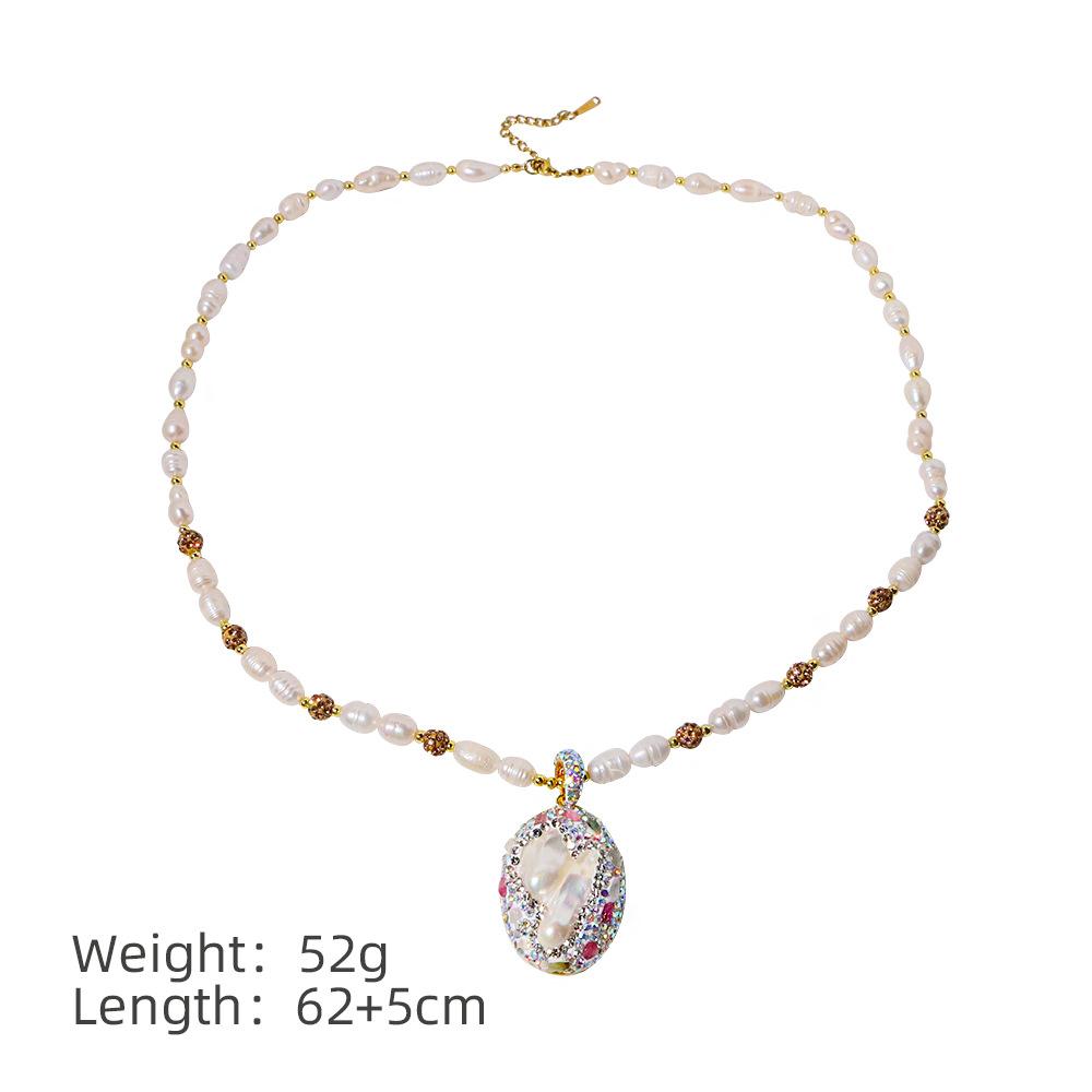 Women s French-style Freshwater Baroque Pearl Necklace Colorful Tourmaline Pendant Niche Fashion Exquisite Electroplated Sweater