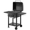 Charcoal BBQ Grill with Adjustable Charcoal Pan, Large Barbecue Grill Smoker with Side Tables, Temperature for Outdoor