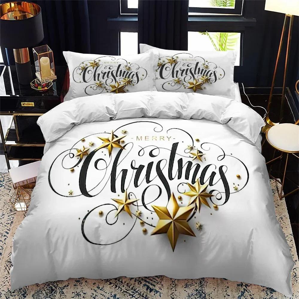 Christmas Duvet Cover Set Winter Red Santa Claus Bedding Set Merry Christmas Gifts for Boys Girls Happy New Year Red Santa