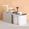 Condiment Pump Dispenser 1L 2L 3L Manual Stainless Steel Bubble Milk Tea Shop Sauce Dispenser Dinning Room Press Round Bottle