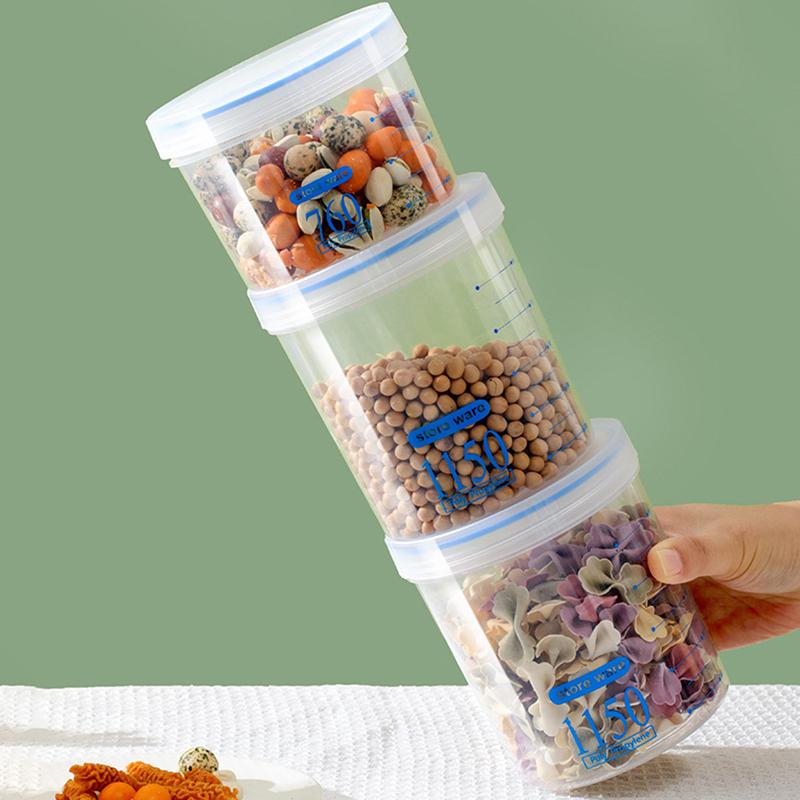 Transparente Vorratsgläser mit großem Fassungsvermögen und Verschluss, feuchtigkeitsdichte Küchen-Aufbewahrungsboxen für Müsli, luftdichtes Lebensmittelglas aus Kunststoff