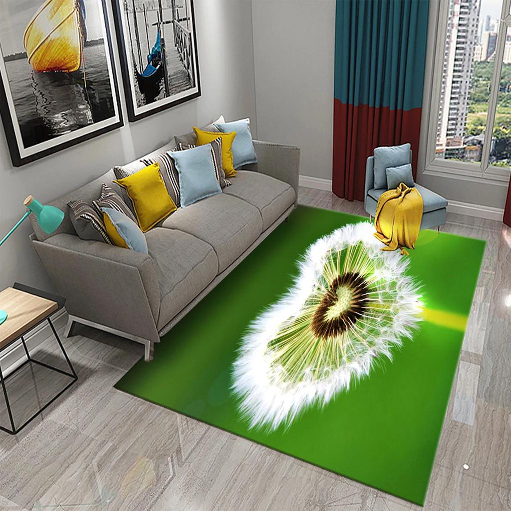 3D Löwenzahn Muster Teppich Fußmatte Rutschfest Badezimmer Schlafzimmer Wohnzimmer Teppich Fußmatte Küche Hauseingang Bodendekor Geschenke