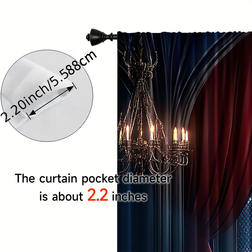 2pcs, 2D flat Drapes Gothic castle print Light Filter Holiday Decorations Use for Various room decor aesthetic