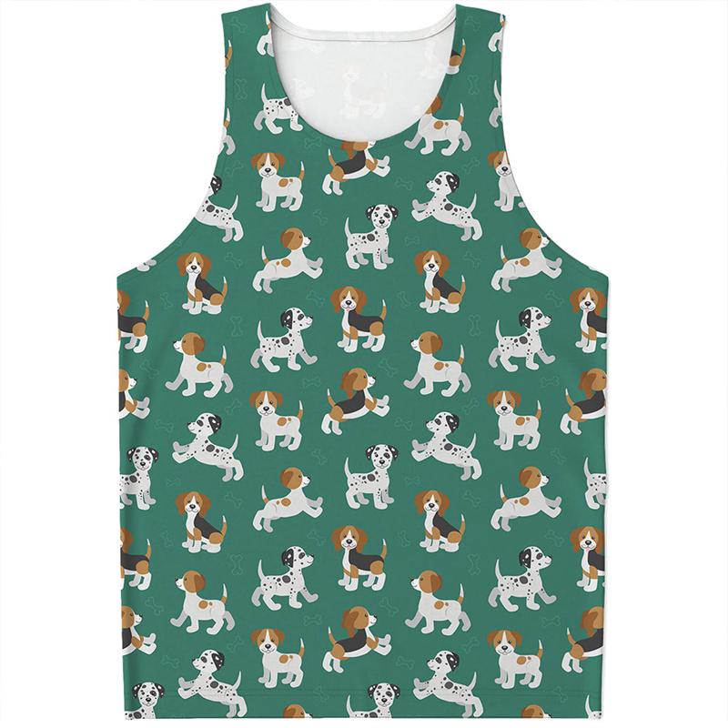 Cute Jack Russell Terrier Pattern Tank Top Men 3D Printed Animal Dog Gym Sleeveless T Shirts Summer Street Quick Dry Tees Tops