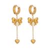 Ladies' Stylish Bow & Heart Tassel Pendant Necklace and Earrings Set