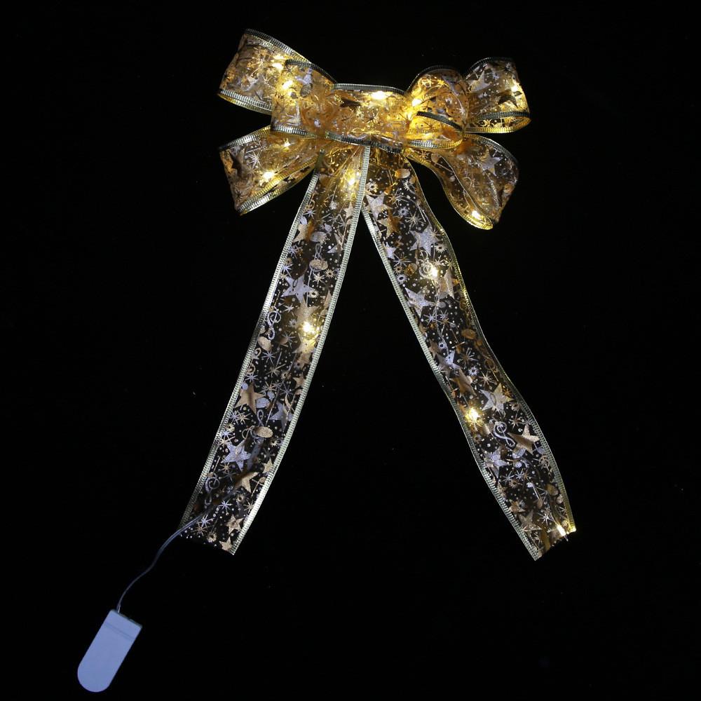 Stylish Silver Large Christmas Bow Decoration With Multicolored And Warm Light Choices