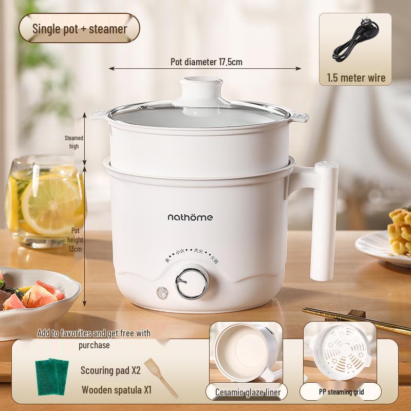 Multifunctional Mini Electric Cooker: All-in-One Pot for Steaming, Frying, Braising, and Cooking - Perfect for Dormitory Use.