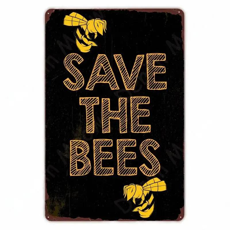 Vintage Bee Kind Funny Poster Honeybee Happy Retro Metal Sign Home Outdoor Wall BeeKeeper Slogans Art Tin Plate Decoration
