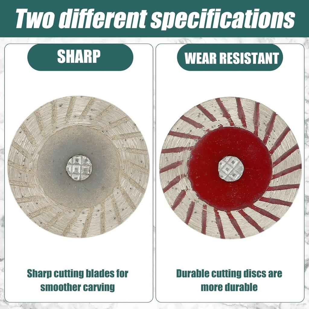 Stone Carving 40mm Diamond Cutting Discs, 10Pcs Mini Wheel for Rotary Tool, Turbo Engraving Saw Blades for Granite Marble Ceramic Porcelain Tile