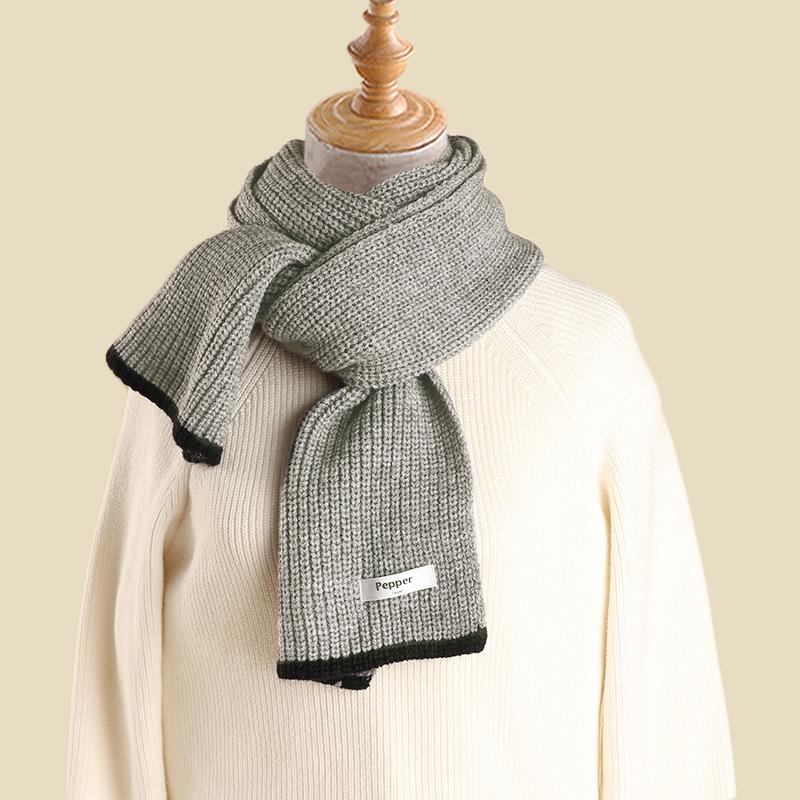 Knitted Woolen Scarf for Women Autumn and Winter Warm and Thickened Student Girl Versatile Men's Couple Style Scarf Korean Version